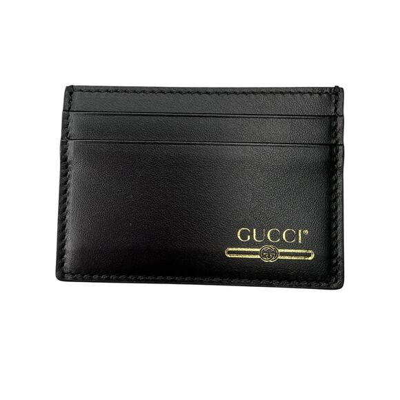 299. Gucci Black & Gold 4-slot Card Holder - Picture 1 of 2
